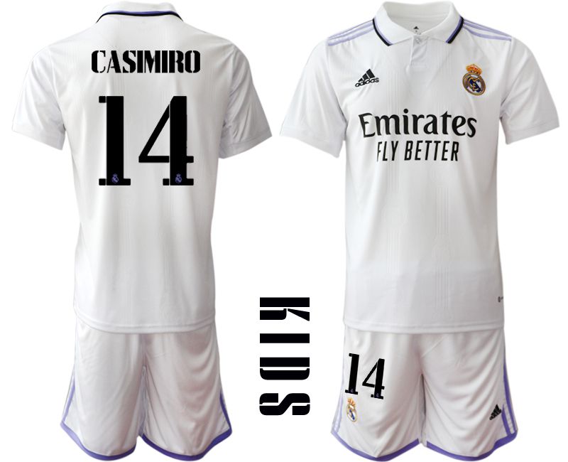 Youth 2022-2023 Club Real Madrid home white 14 Soccer Jersey